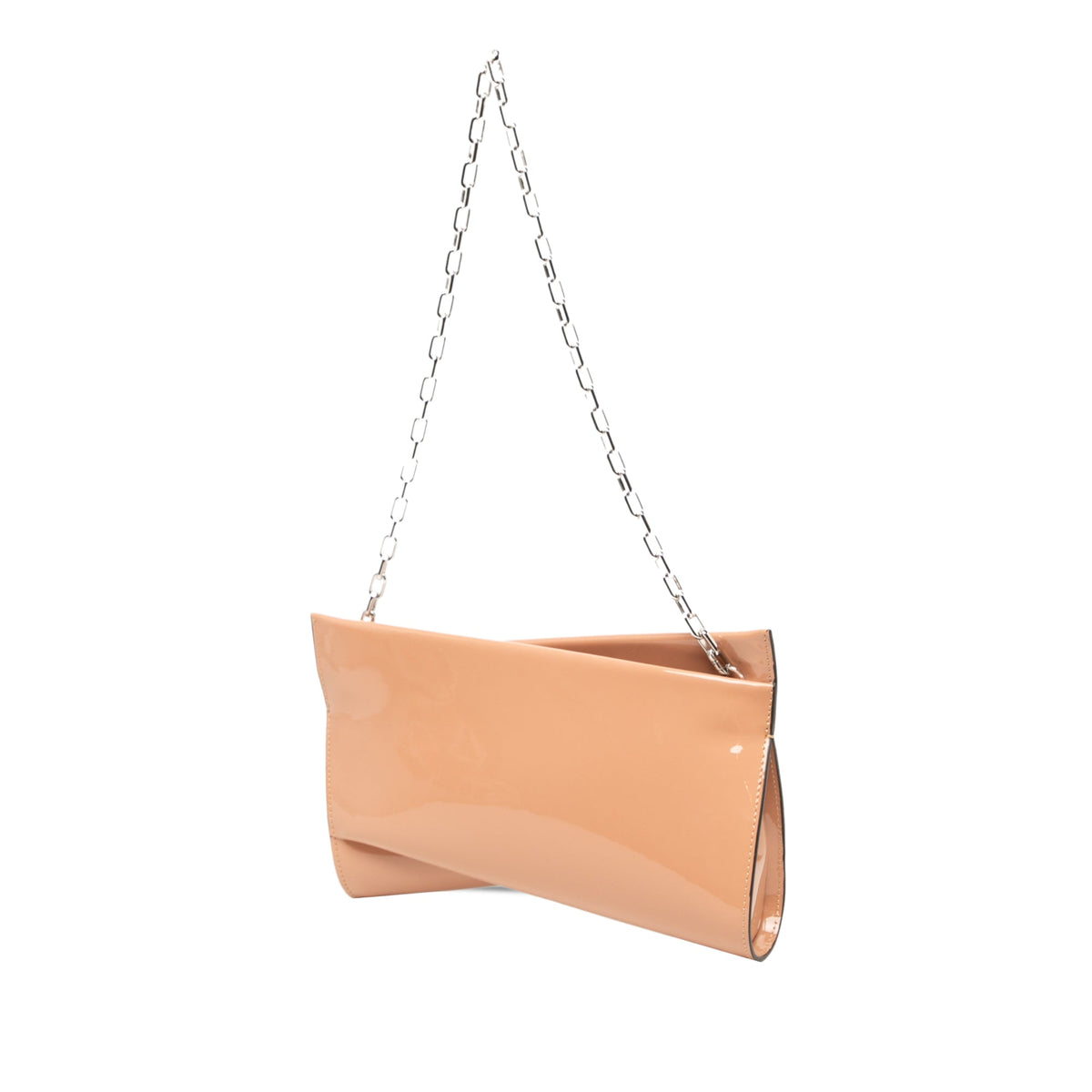 Christian Louboutin Patent Loubitwist Clutch on Chain — Brown