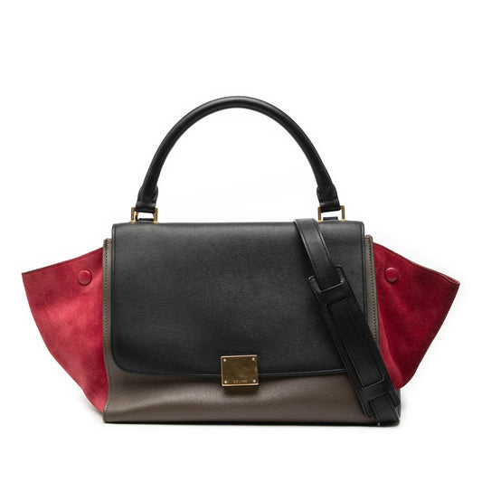Celine Small Tricolor Leather Trapeze Satchel