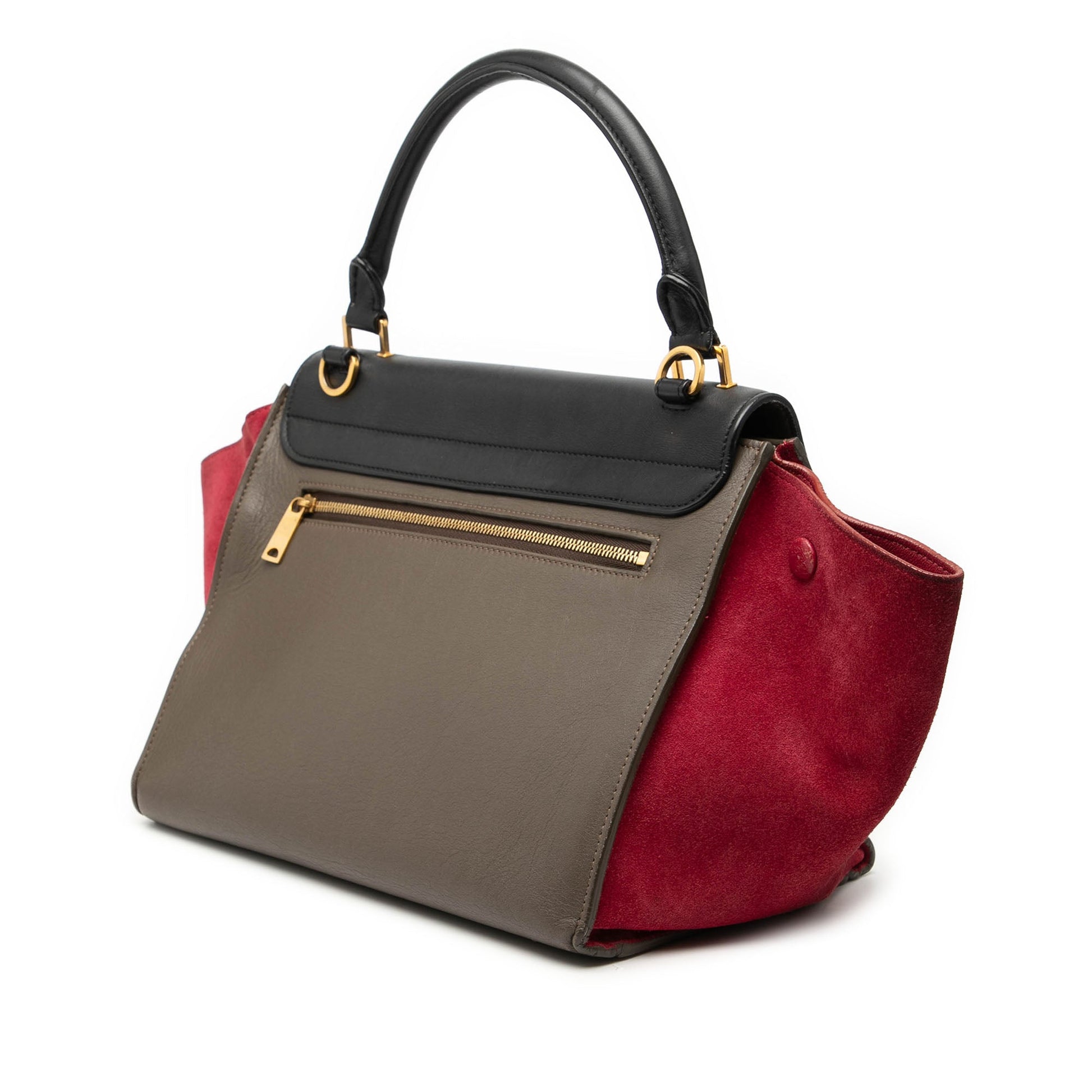 Celine Small Tricolor Leather Trapeze Satchel