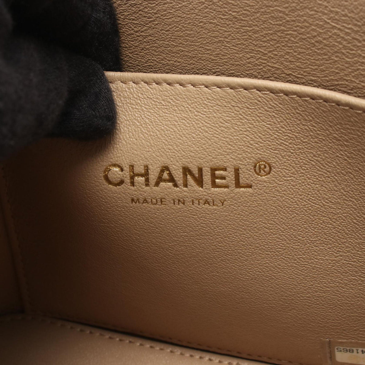 Chanel CC Quilted Lambskin Top Handle Vanity with Chain — Beige