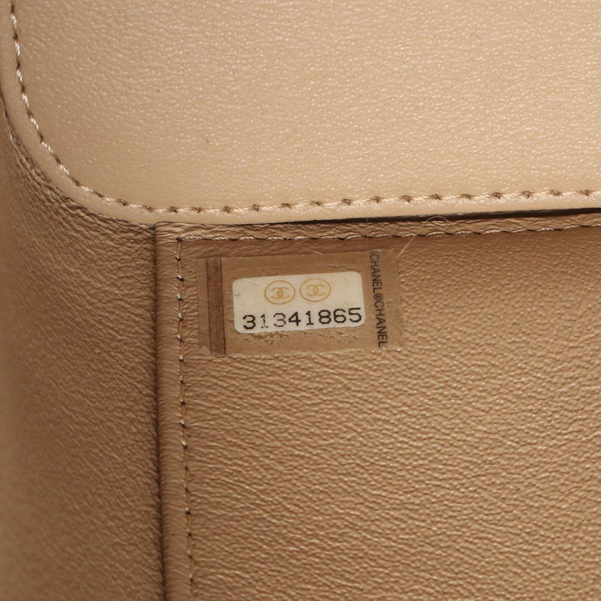 Chanel CC Quilted Lambskin Top Handle Vanity with Chain — Beige
