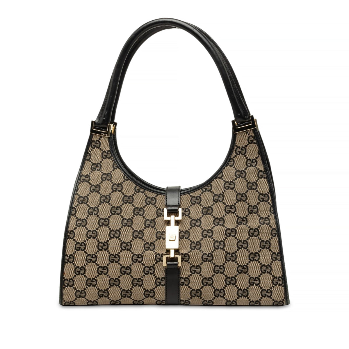Gucci GG Canvas Jackie Bardot Shoulder Bag — Beige