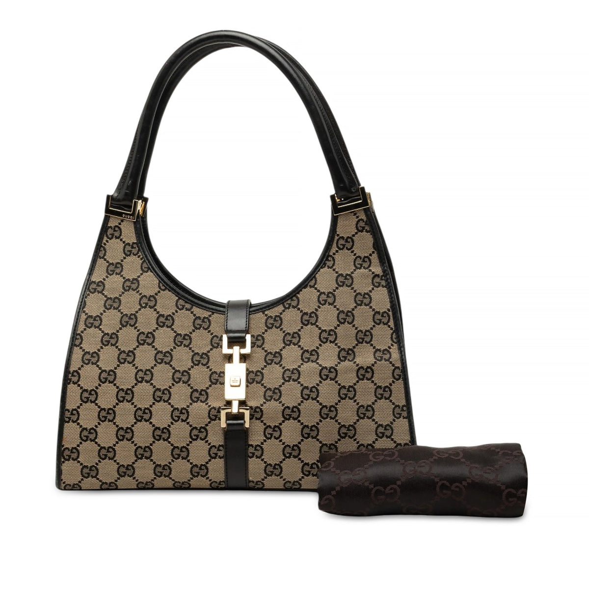 Gucci GG Canvas Jackie Bardot Shoulder Bag — Beige