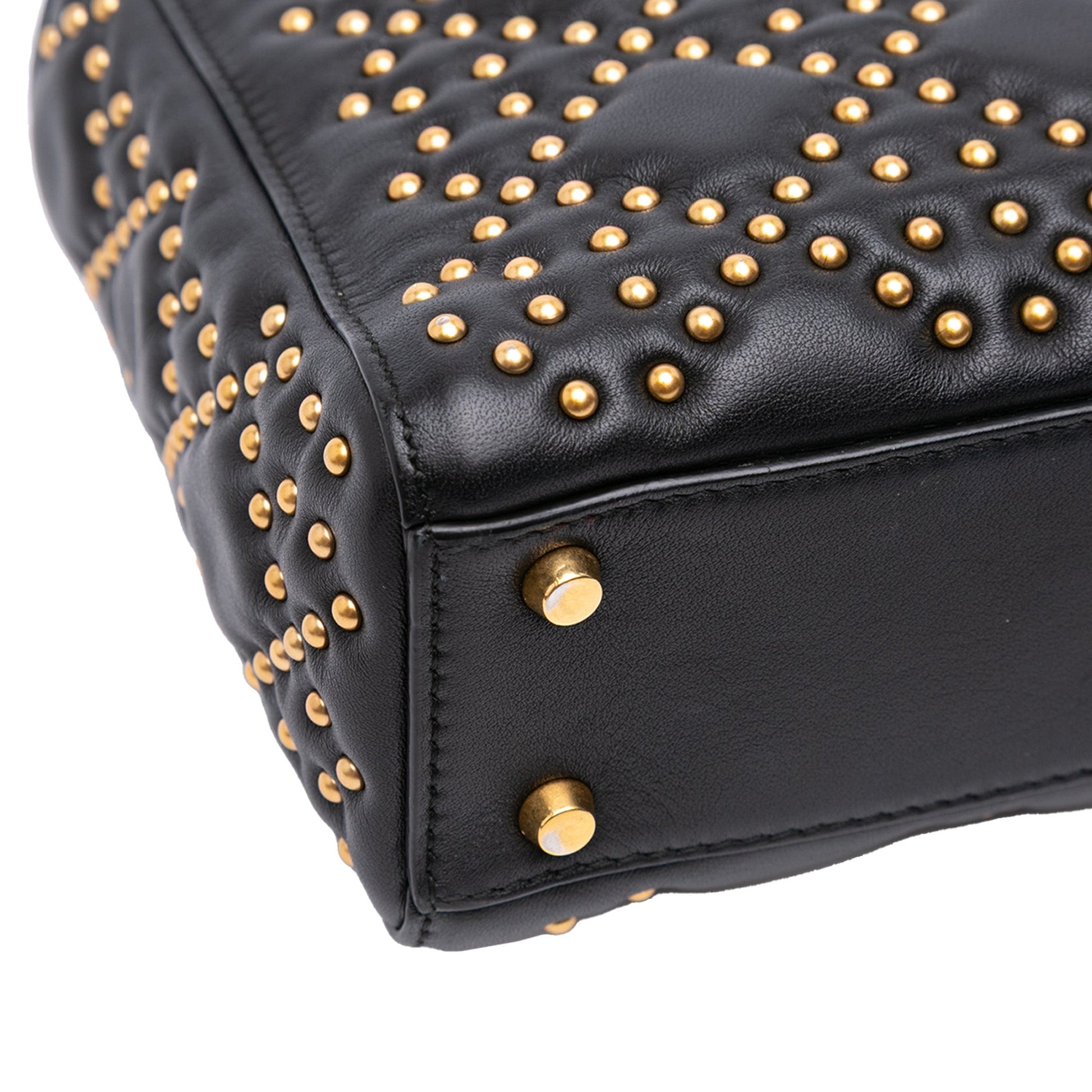 Dior Mini Lambskin Cannage Studded Supple Lady Dior