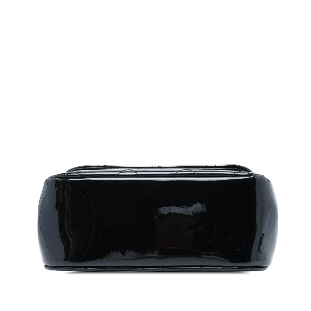 Chanel CC Quilted Patent Frame Flap Clutch with Chain — Black
