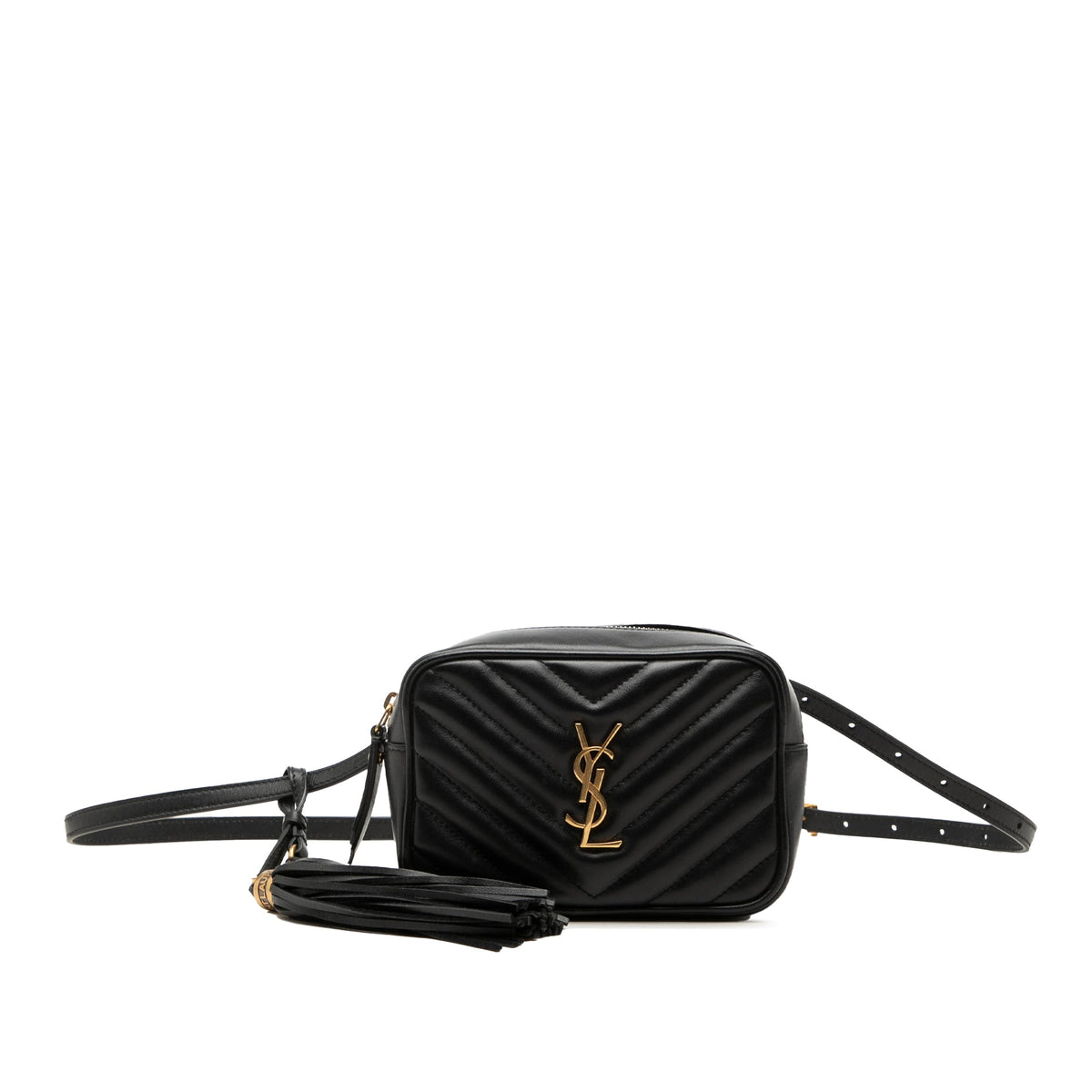 Saint Laurent Chevron Calfskin Monogram Tassel Lou Belt Bag