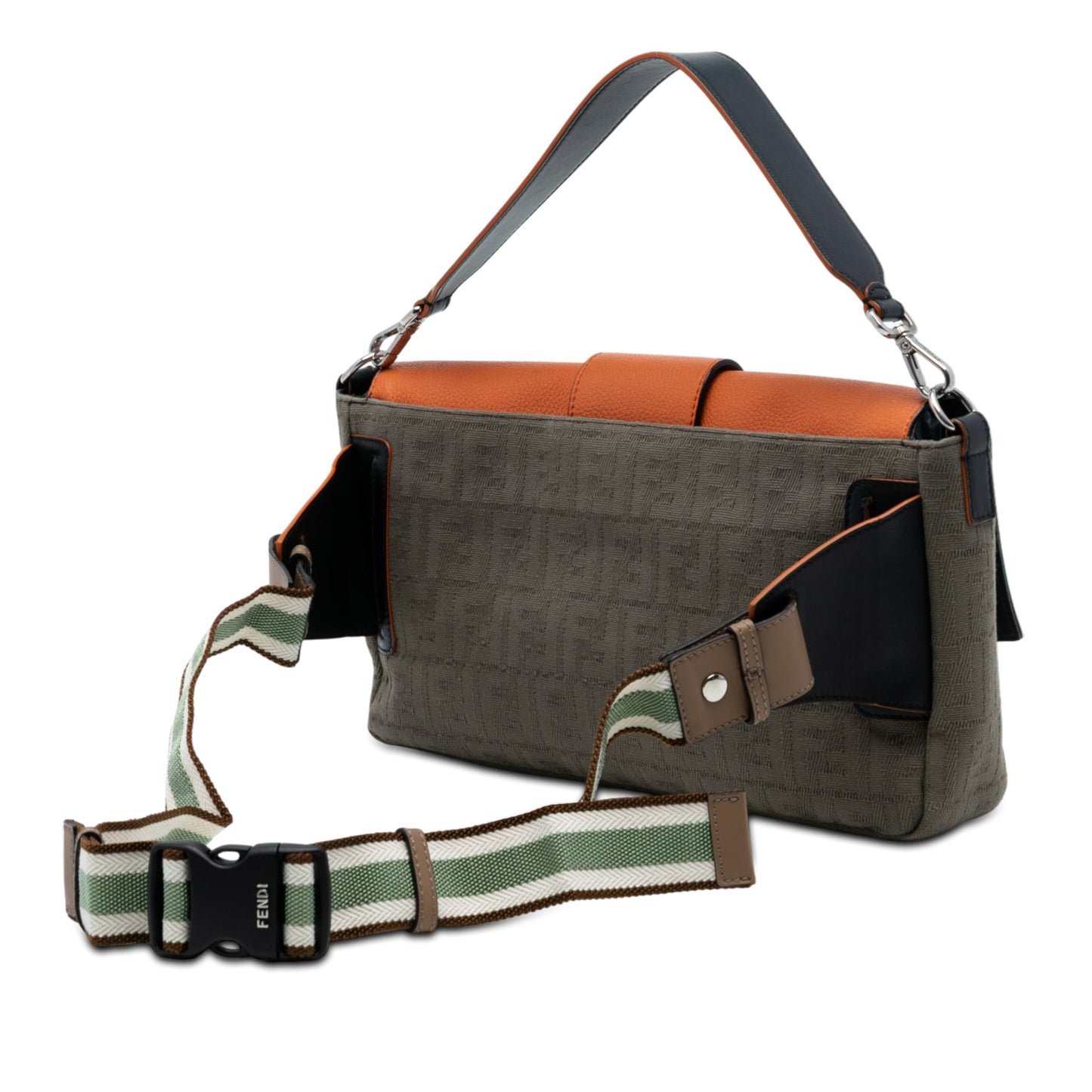 Fendi Large Zucca Canvas and Leather Convertible Belt Baguette