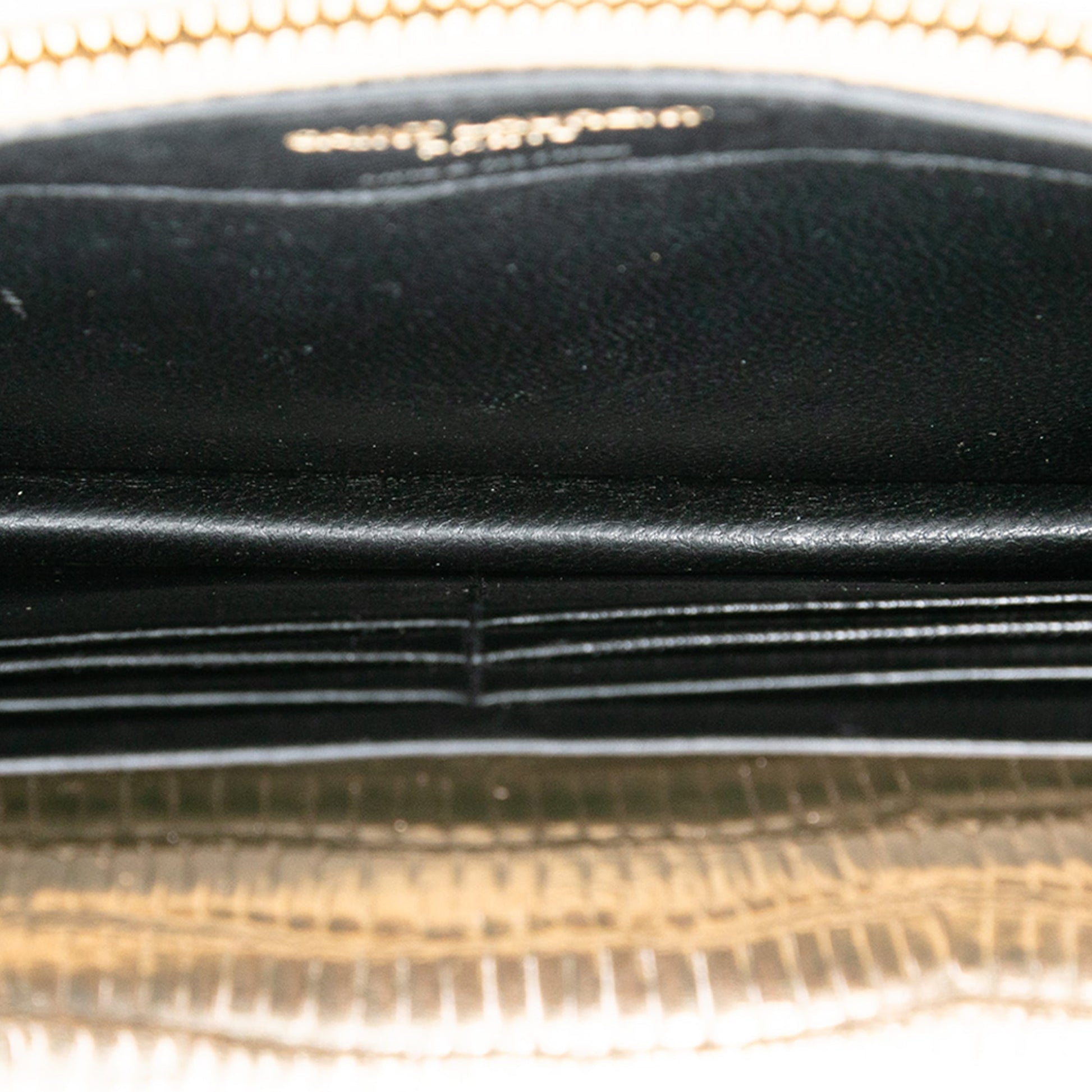 Saint Laurent Lizard Embossed Metallic Calfskin Monogram Envelope Chain Wallet