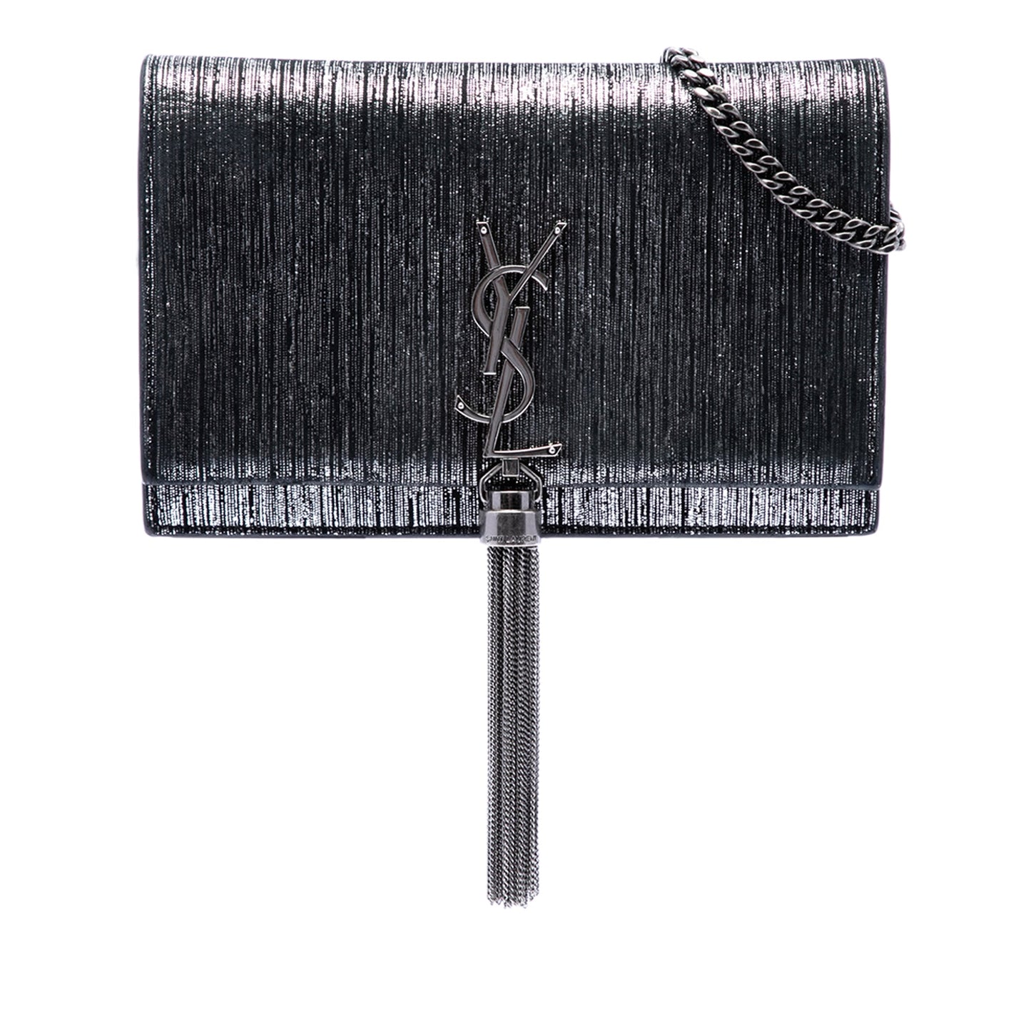 Saint Laurent Metallic Suede Monogram Kate Tassel Wallet on Chain