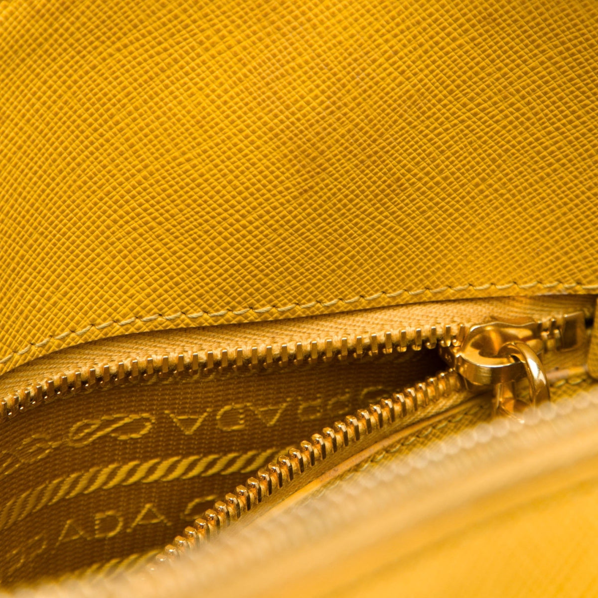 Prada Large Saffiano Lux Promenade Satchel — Yellow