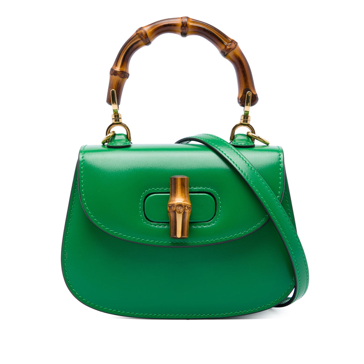 Gucci Mini Calfskin Web 1947 Bamboo Top Handle Bag