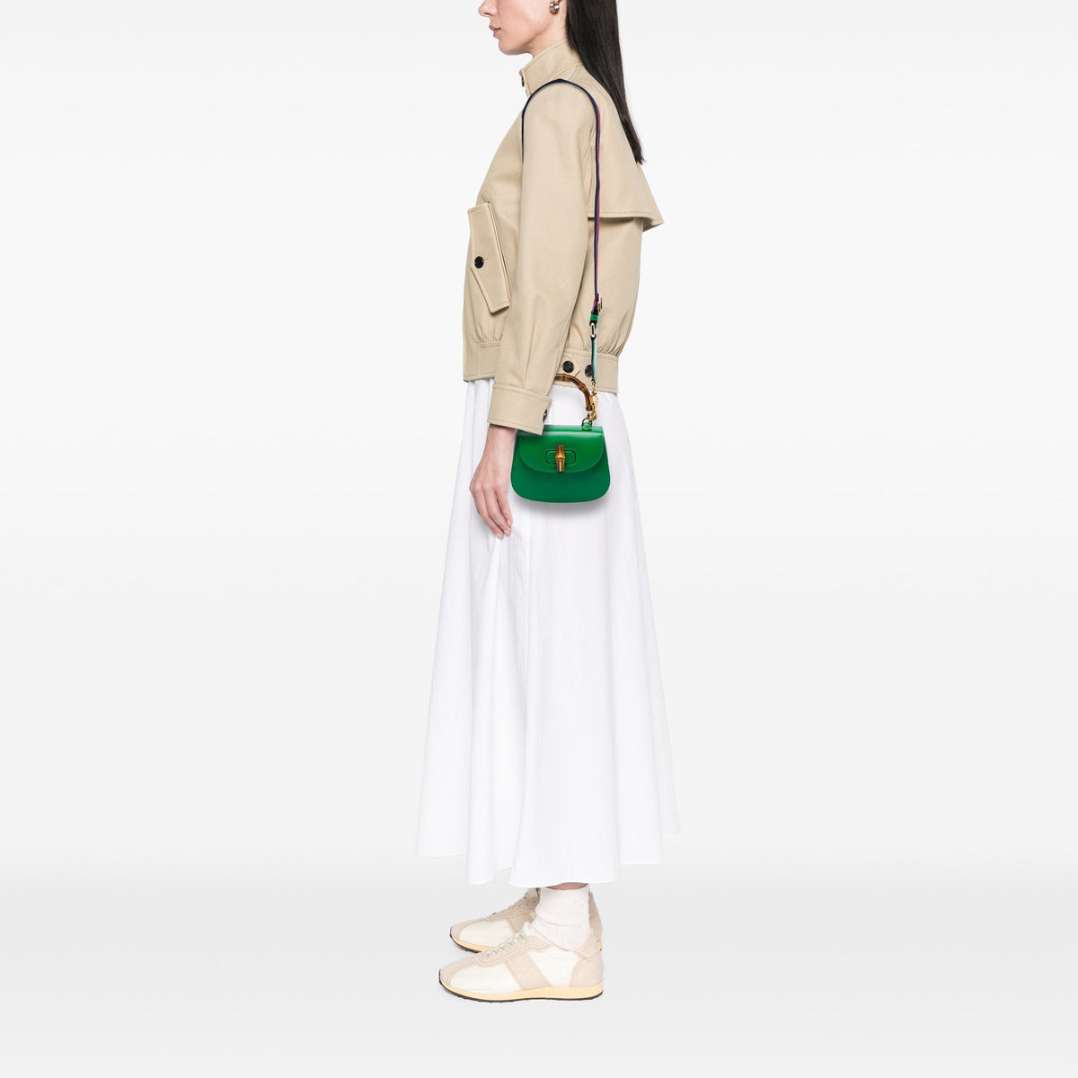Gucci Mini Calfskin Web 1947 Bamboo Top Handle Bag