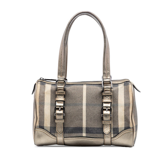 Burberry Smoke Check Canvas Boston Bag