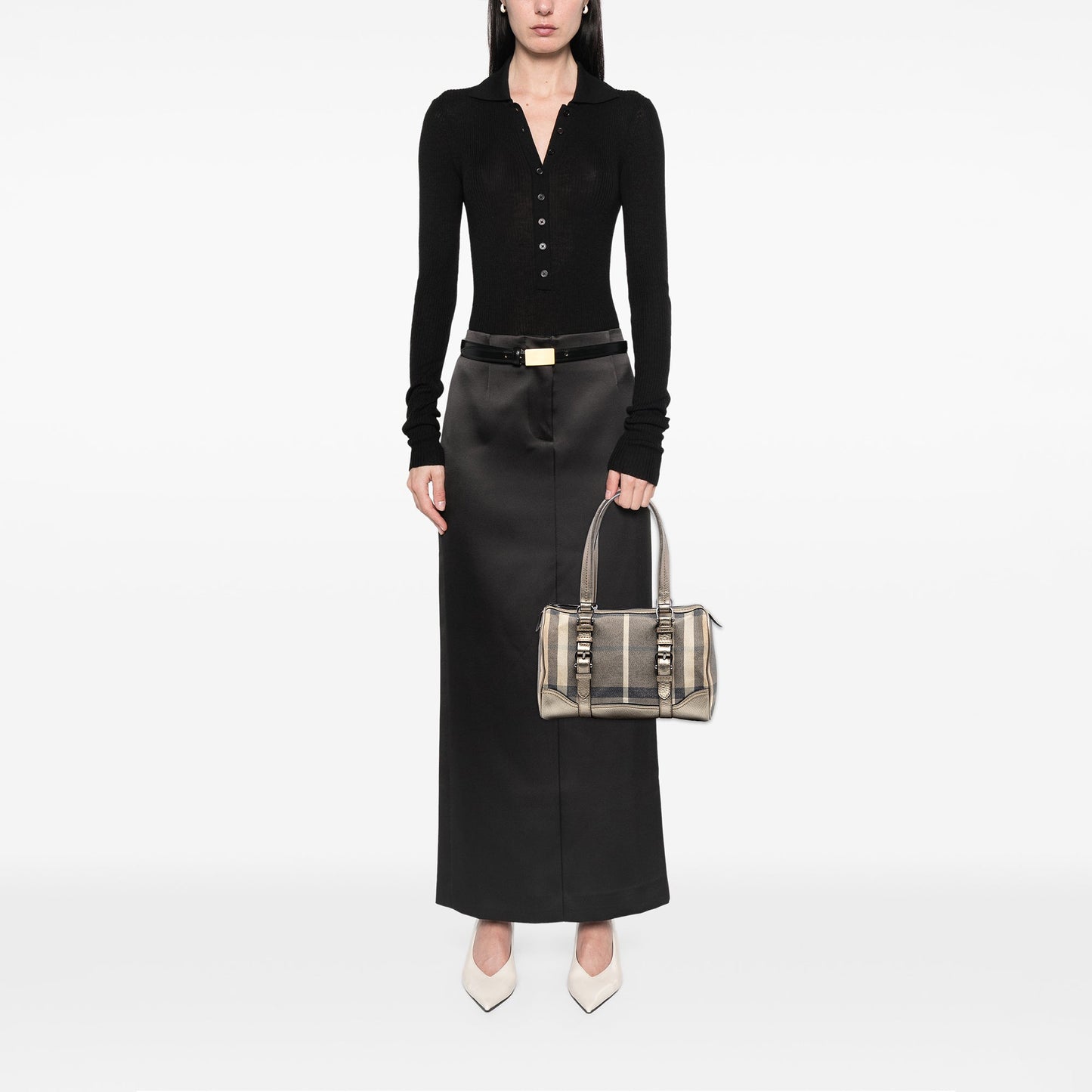 Burberry Smoke Check Canvas Boston Bag
