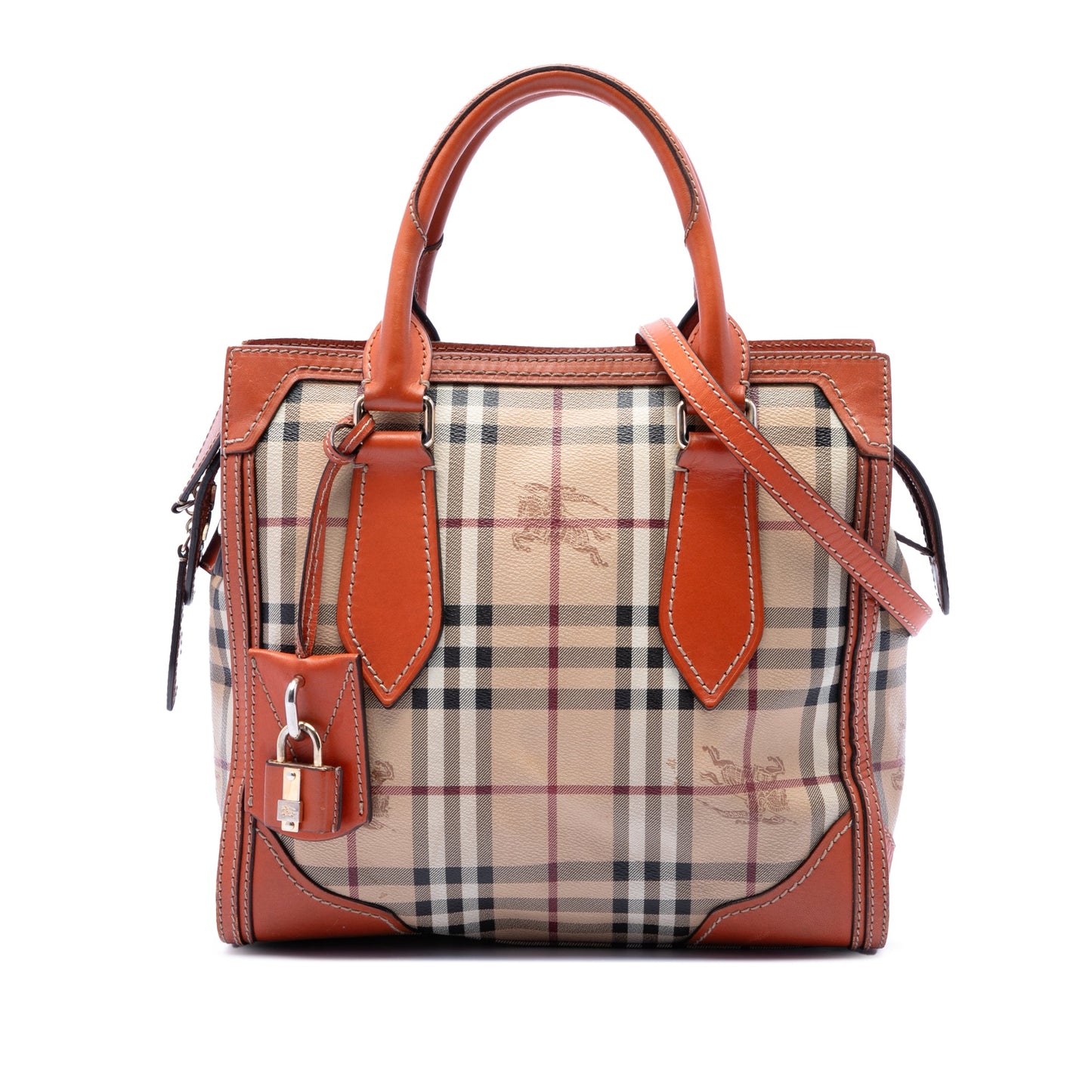 Burberry Small Haymarket Check Coated Canvas Honeywood Tote