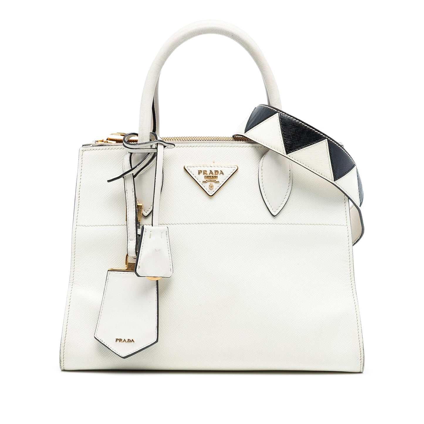 Prada City Calf Trimmed Saffiano Greche Paradigme Bag