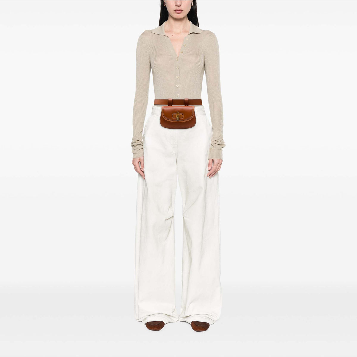 Gucci Mini Calfskin Bamboo 1947 Belt Bag — Brown