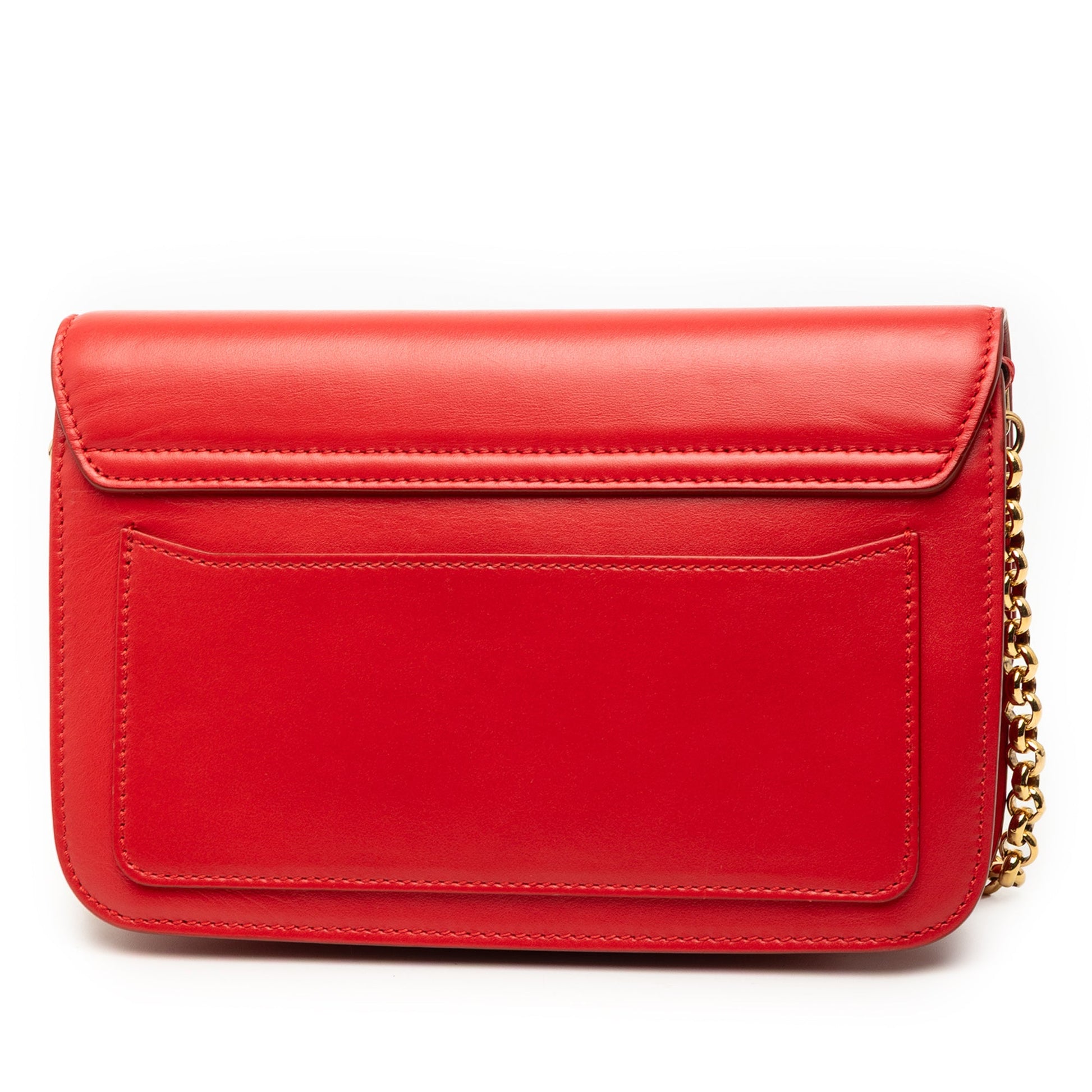 Ferragamo Small Calfskin and Suede C Clutch With Chain