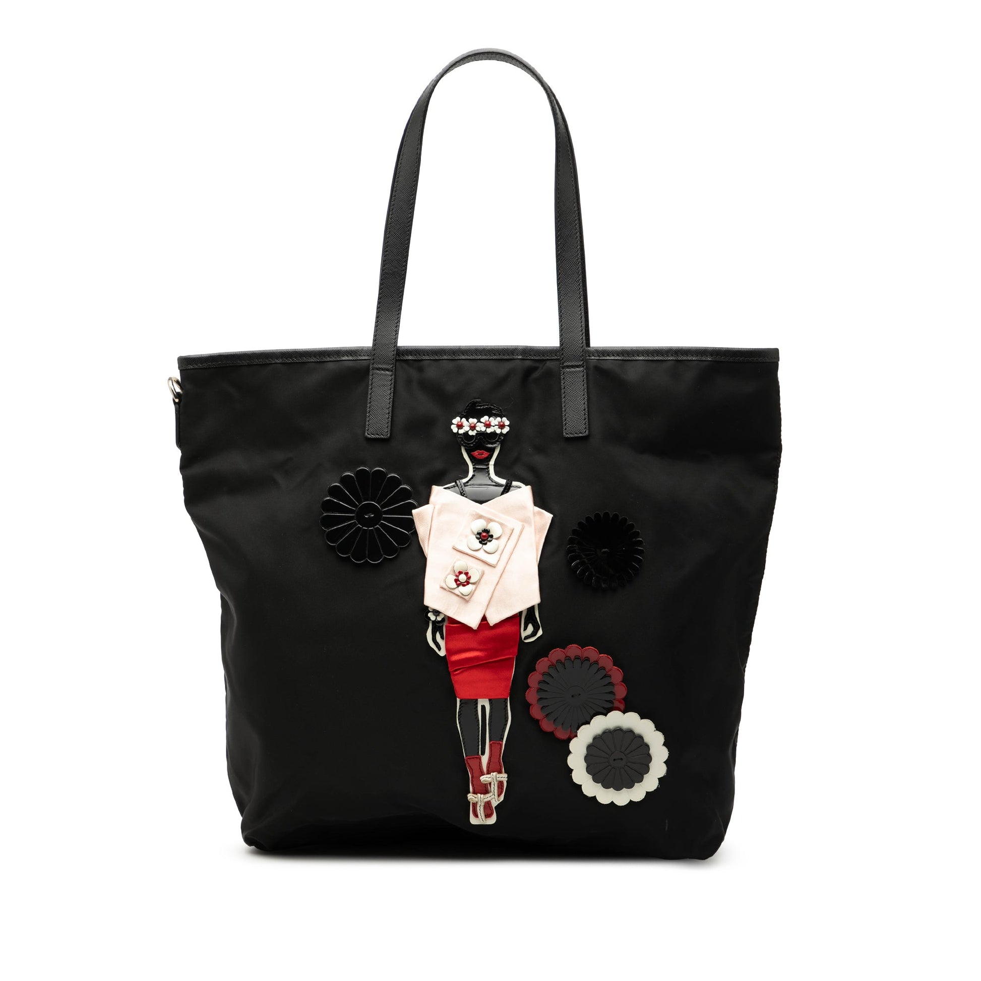 Prada Saffiano Trimmed Tessuto Applique Tote