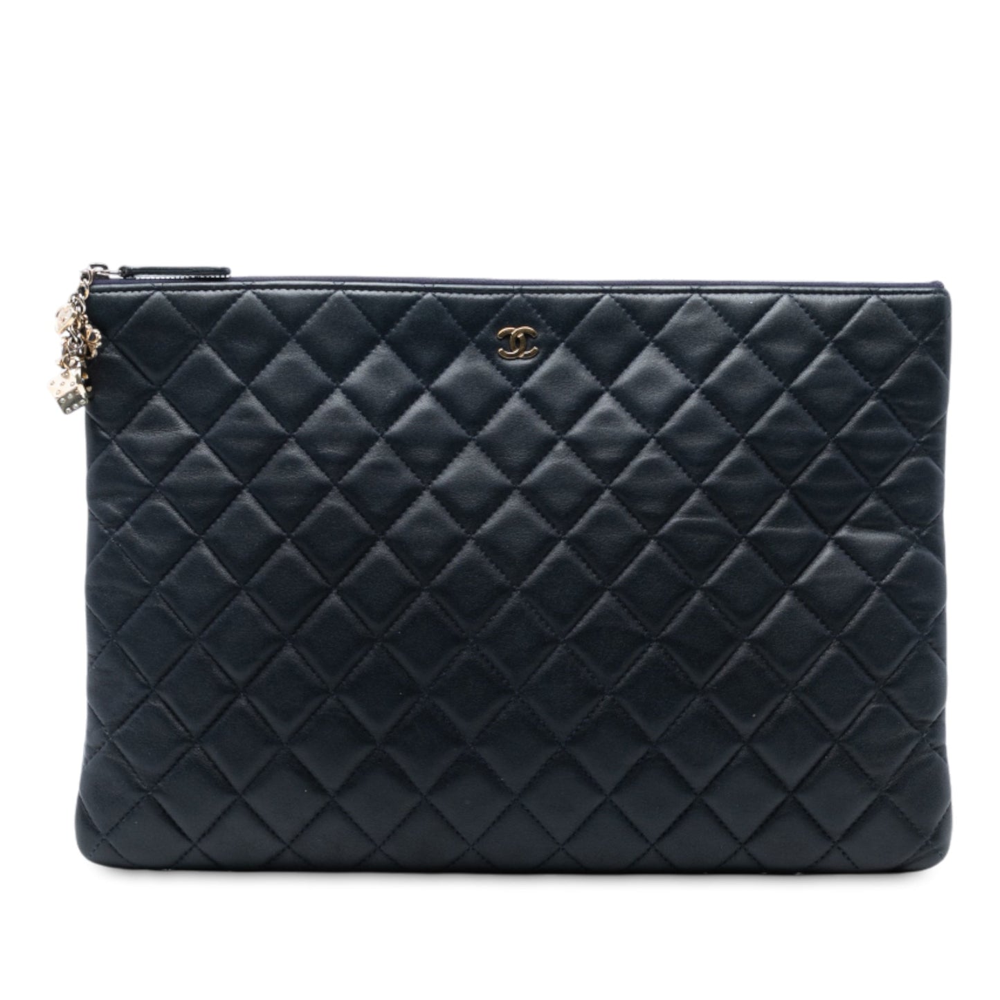 Chanel CC Large Quilted Lambskin O Case Clutch