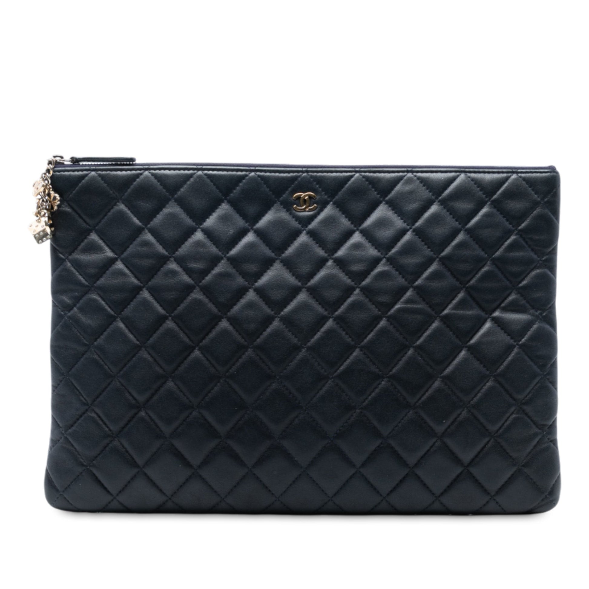 Chanel CC Large Quilted Lambskin O Case Clutch