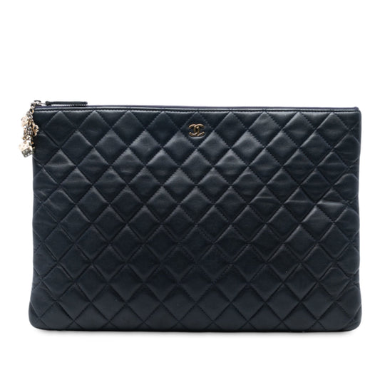 Chanel CC Large Quilted Lambskin O Case Clutch