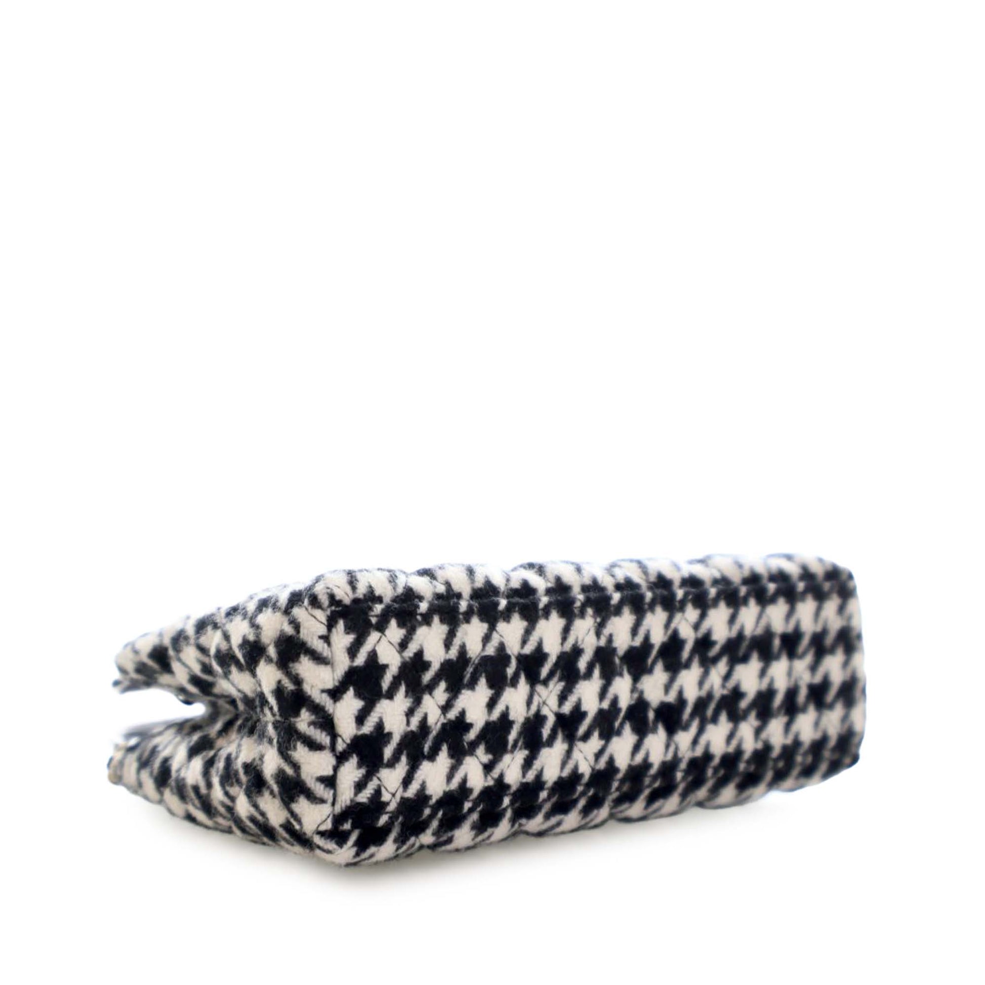 Chanel Nano Quilted Houndstooth Tweed Kelly Shopper Bag