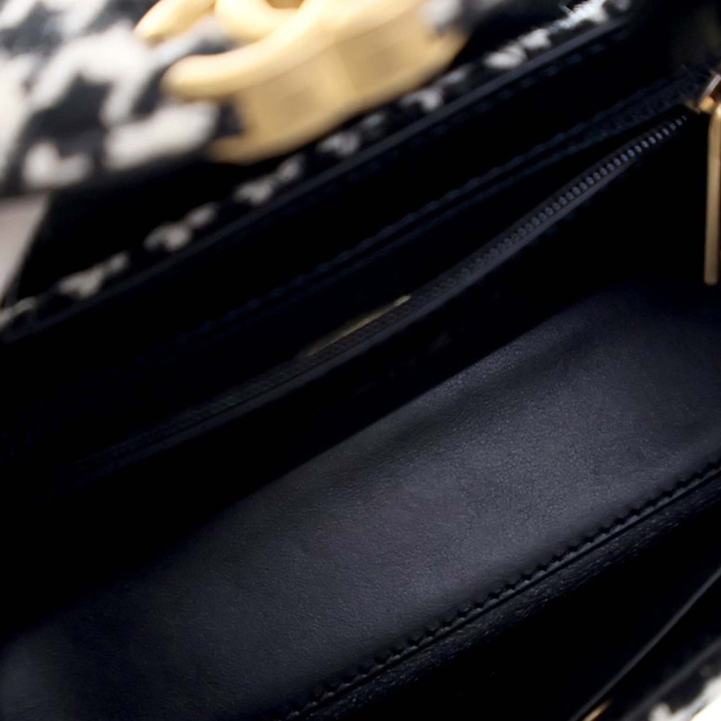Chanel Nano Quilted Houndstooth Tweed Kelly Shopper Bag