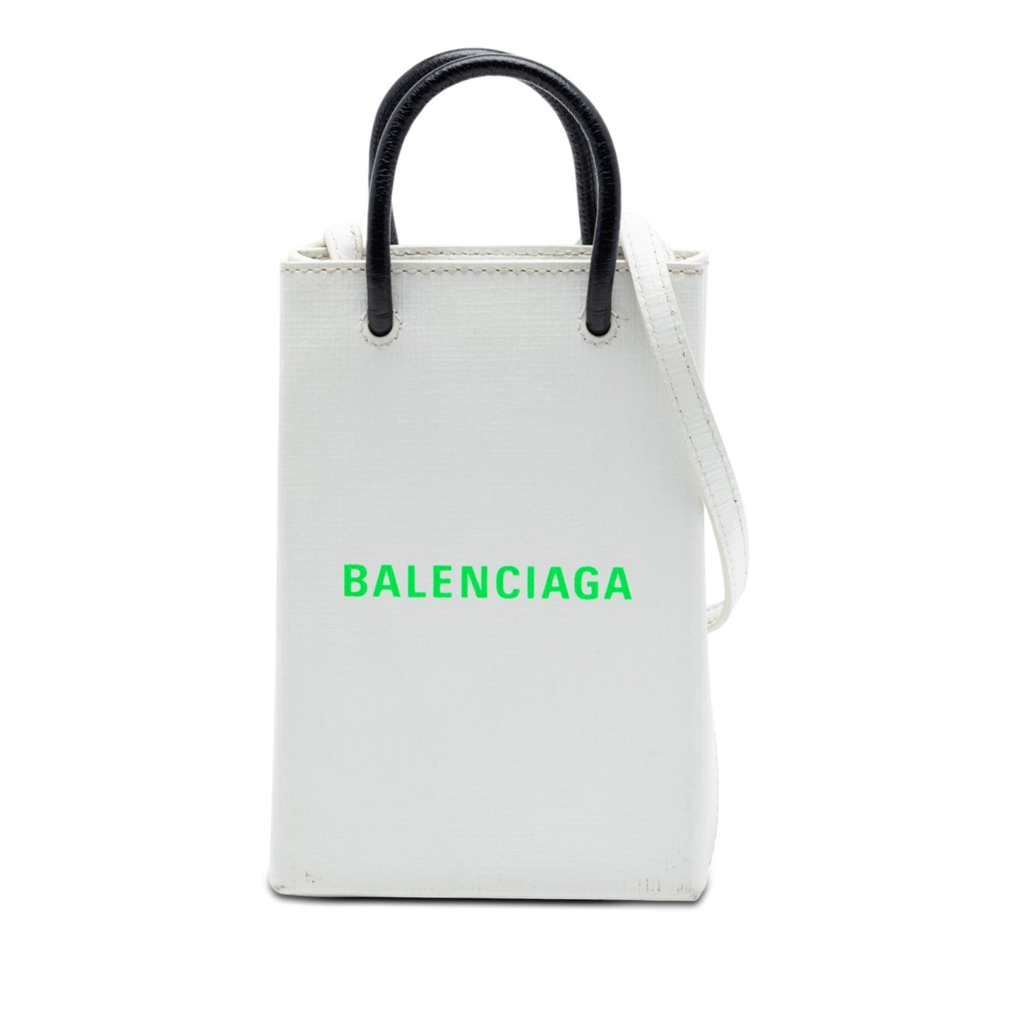 Balenciaga Mini Calfskin Logo Shopping Phone Holder