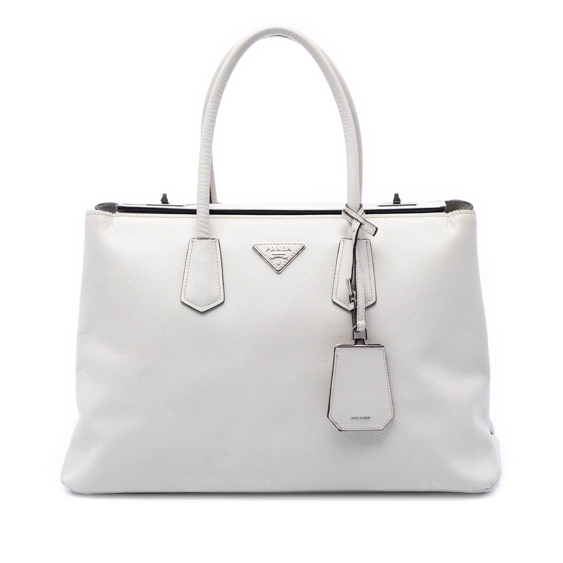 Prada Saffiano Cuir Turnlock Twin Satchel