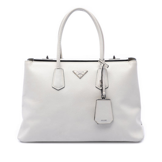 Prada Saffiano Cuir Turnlock Twin Satchel
