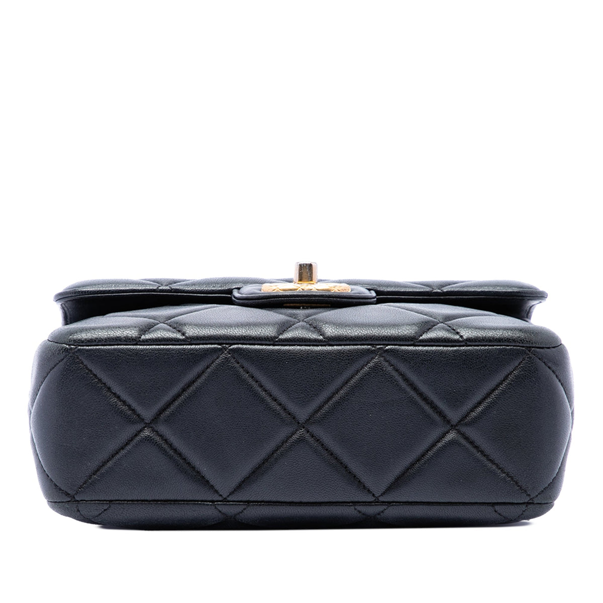 Chanel Mini Square Quilted Lambskin Bijoux Logo Chain Flap — Black