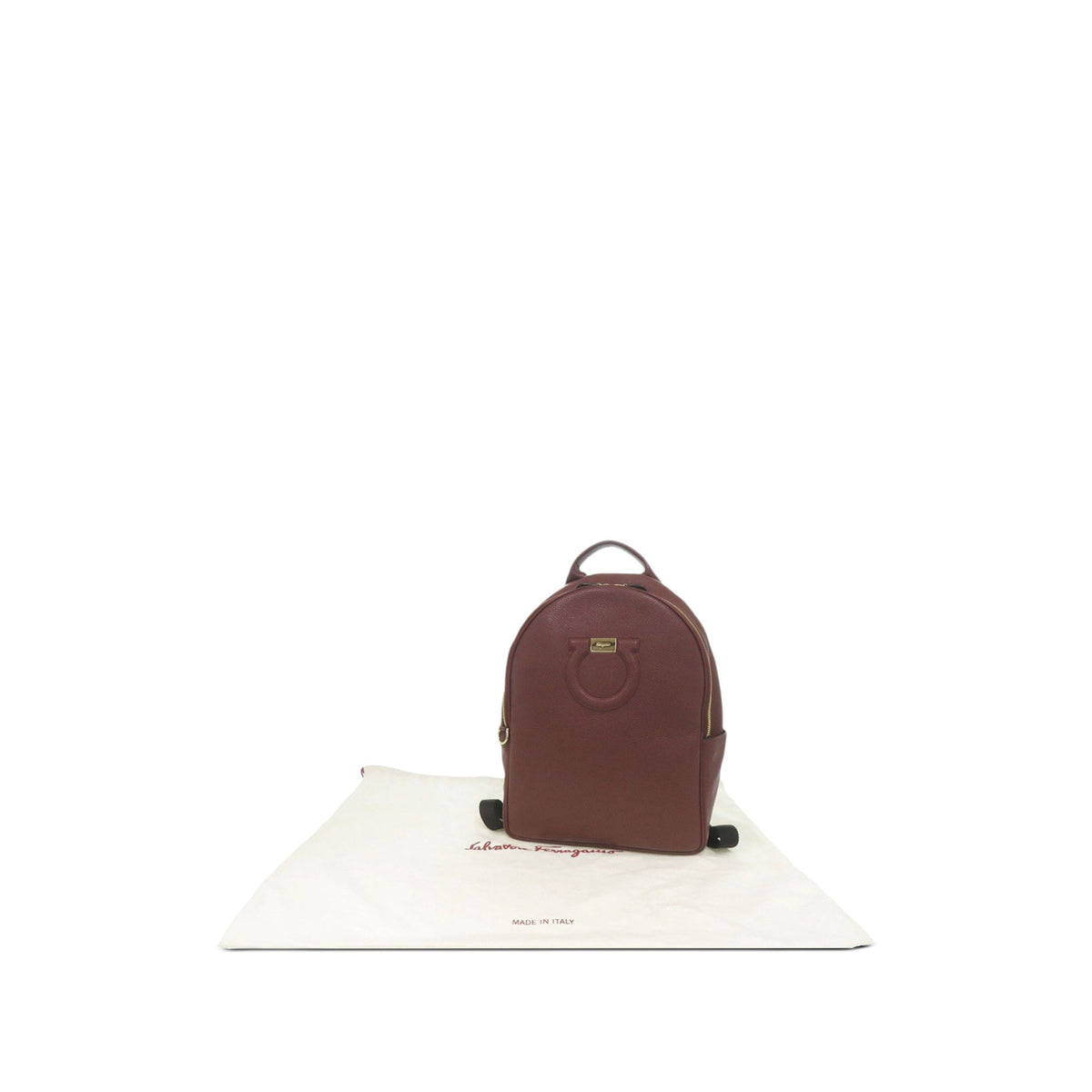 Ferragamo Leather Gancini Backpack — Red