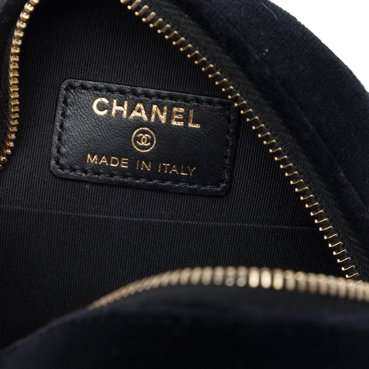 Chanel Velvet Pearl Sequin Round Crossbody — Black