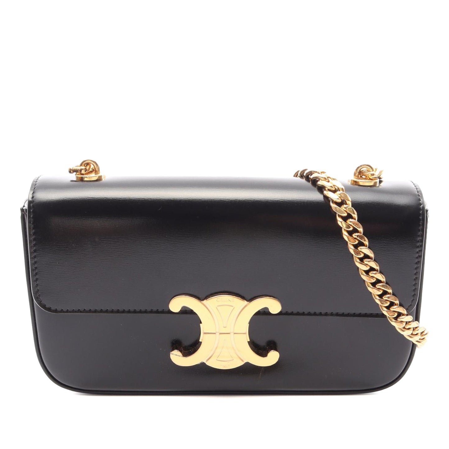 Celine Shiny Calfskin Triomphe Claude Shoulder Bag