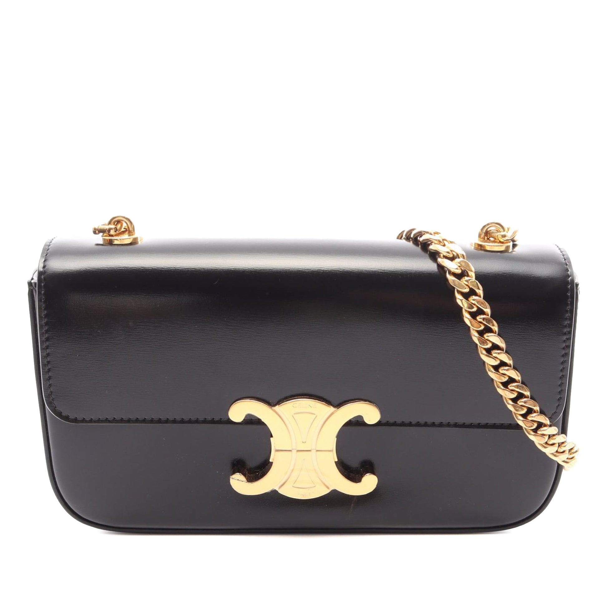 Celine Shiny Calfskin Triomphe Claude Shoulder Bag