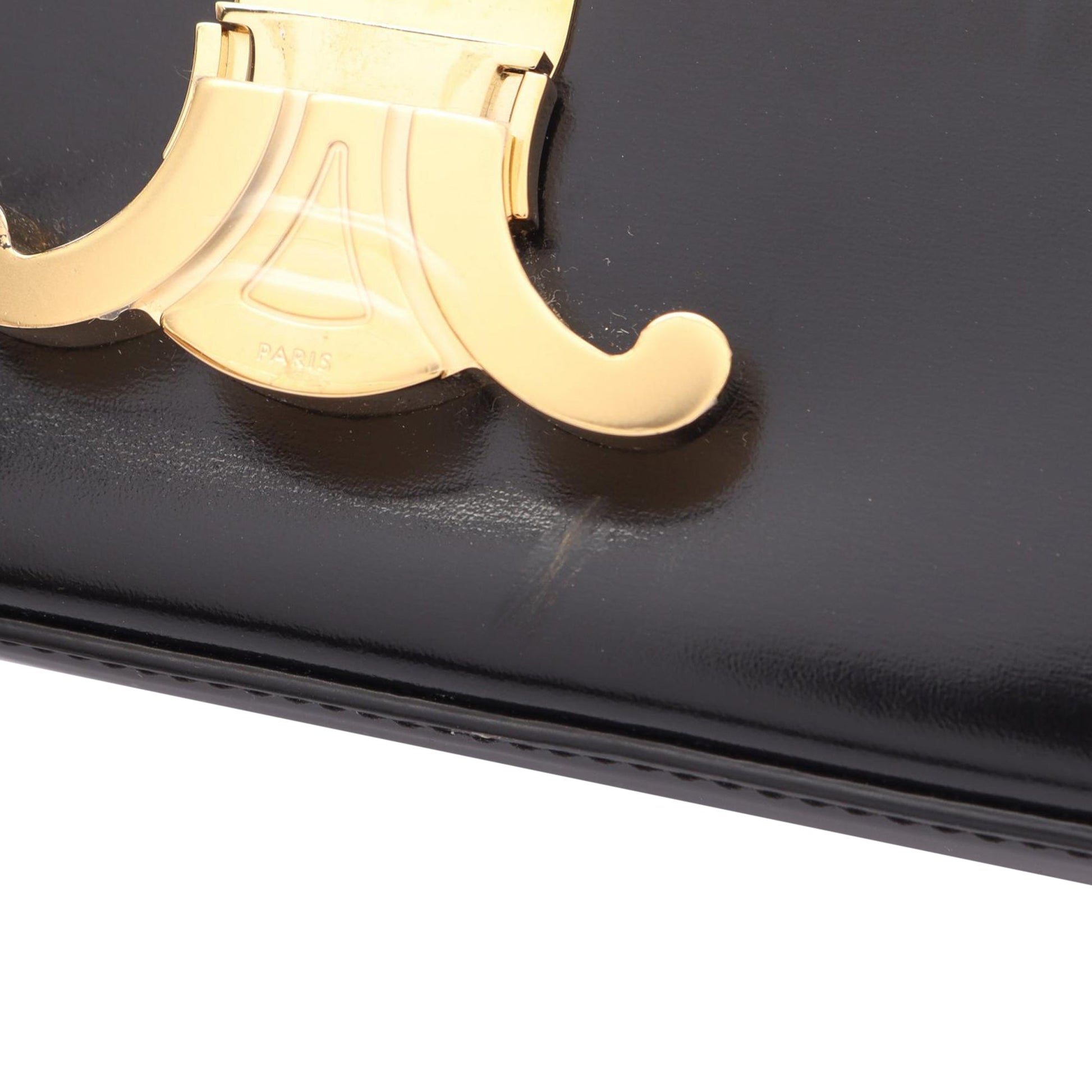 Celine Shiny Calfskin Triomphe Claude Shoulder Bag