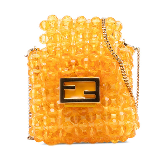 Fendi Mini Glass Vitello King Beaded Pico Baguette Charm