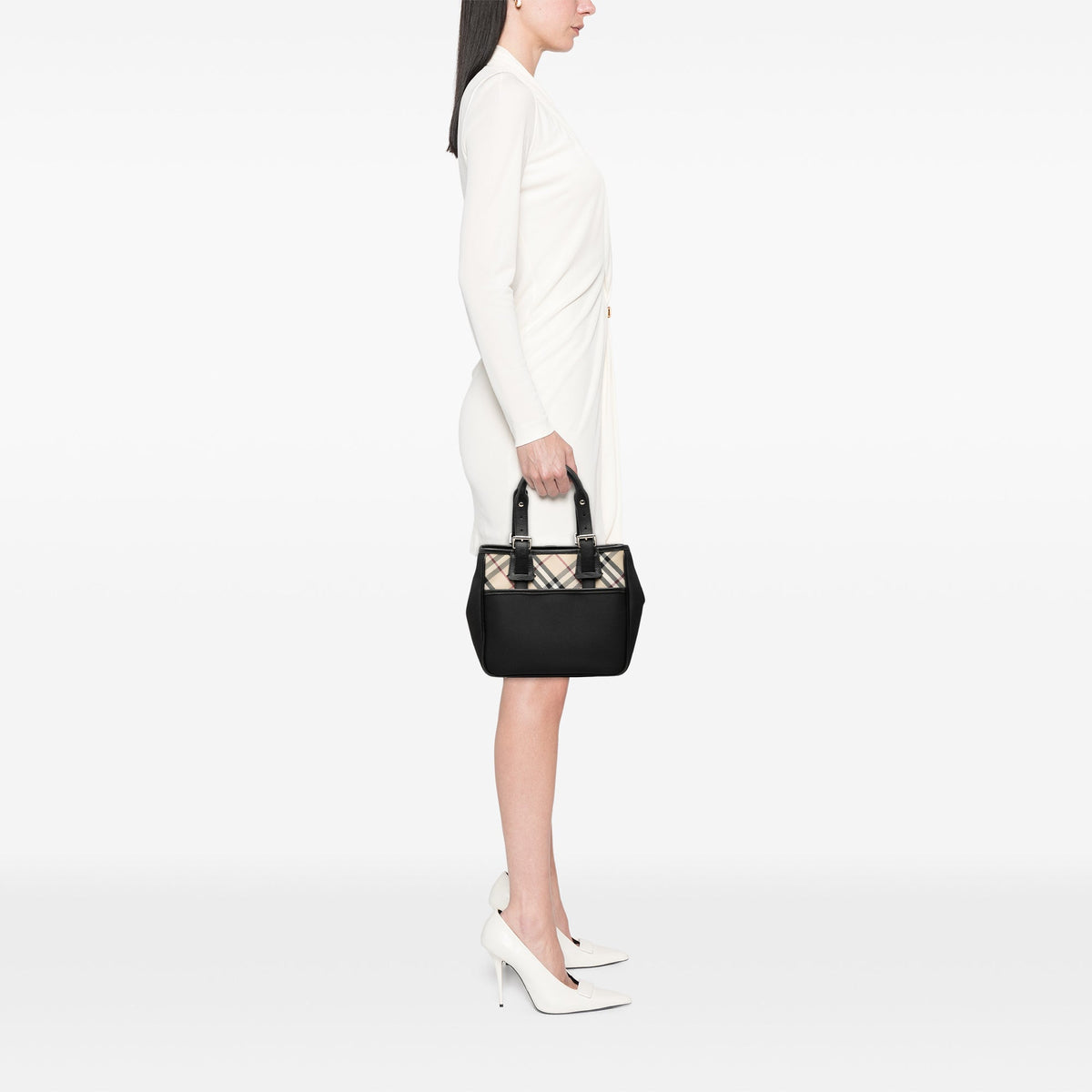 Burberry Nova Check Trimmed Nylon Handbag