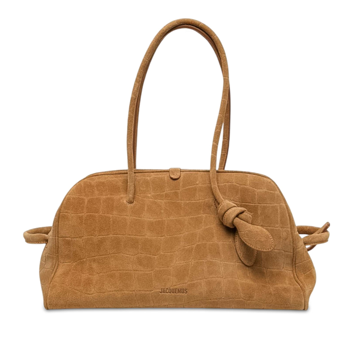 Jacquemus Croc Embossed Suede Le Turismo Bag — Brown