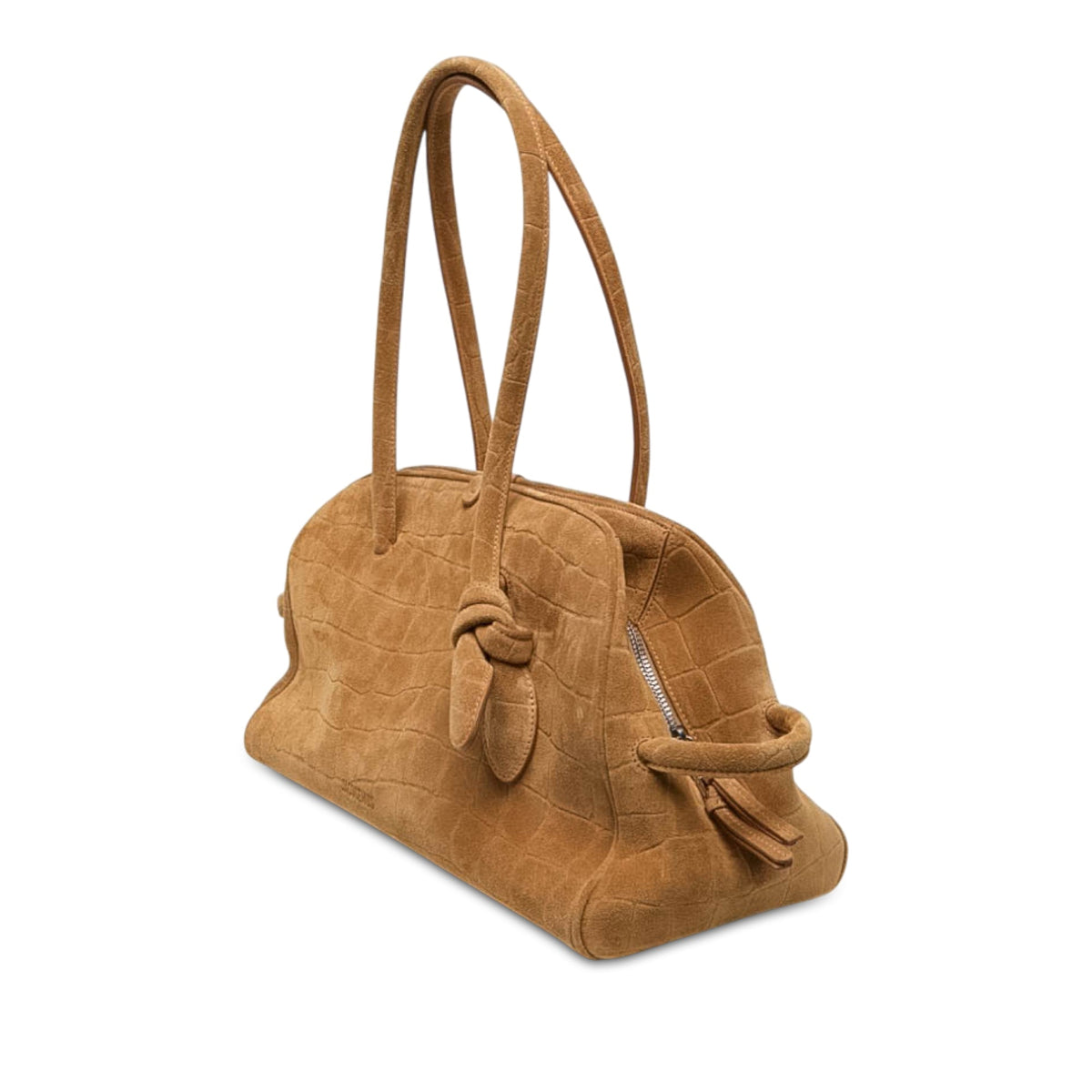 Jacquemus Croc Embossed Suede Le Turismo Bag — Brown