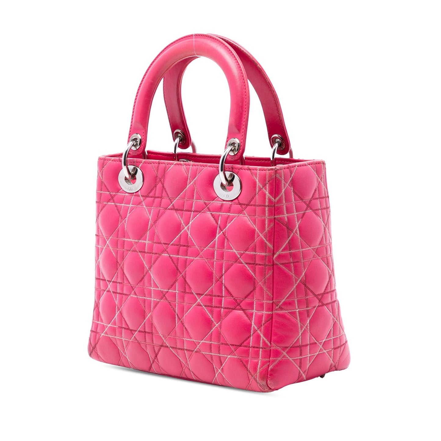 Dior Medium Lambskin Cannage Contrast Stitch Lady Dior