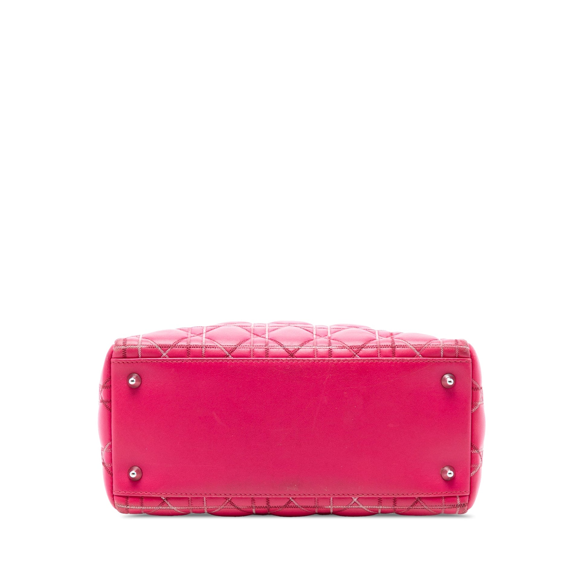 Dior Medium Lambskin Cannage Contrast Stitch Lady Dior