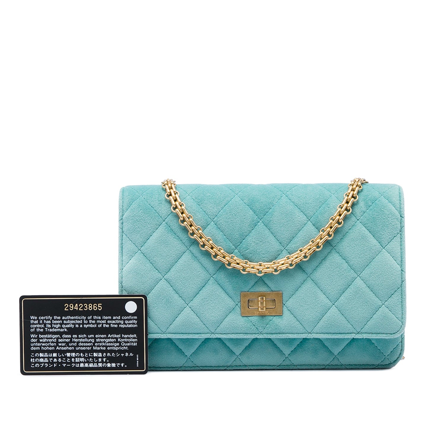 Chanel Quilted Velvet Reissue 2.55 Wallet on Chain
