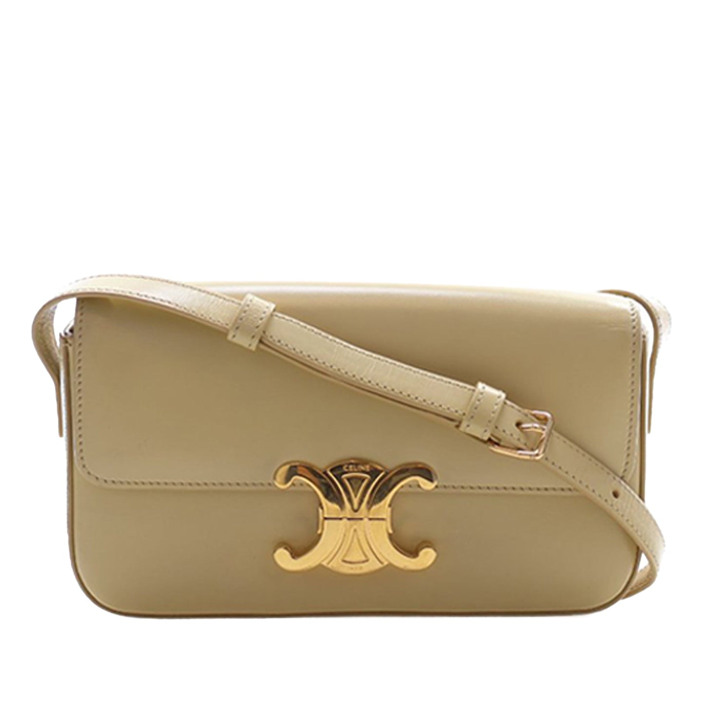 Celine Shiny Calfskin Triomphe Claude Shoulder Bag