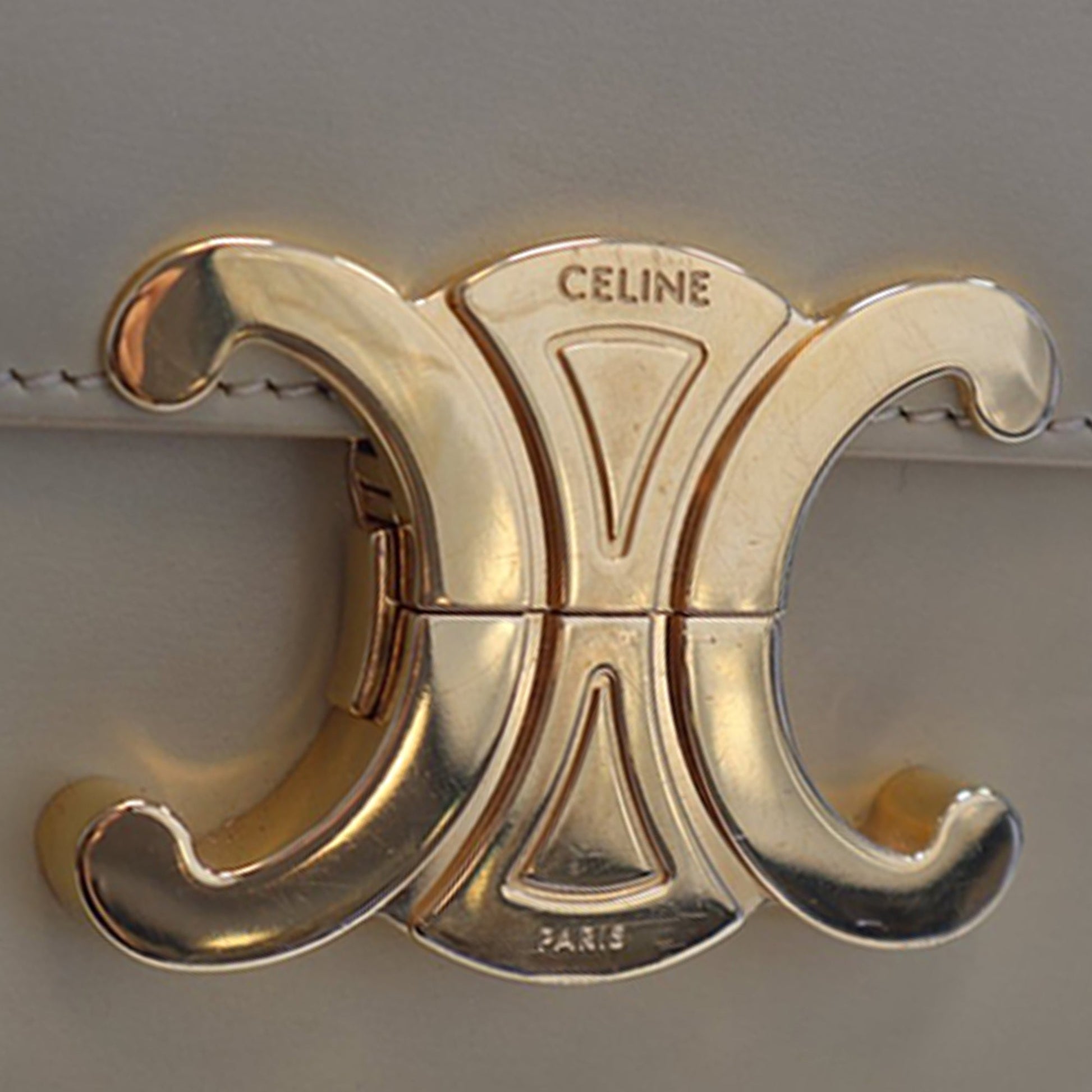 Celine Shiny Calfskin Triomphe Claude Shoulder Bag