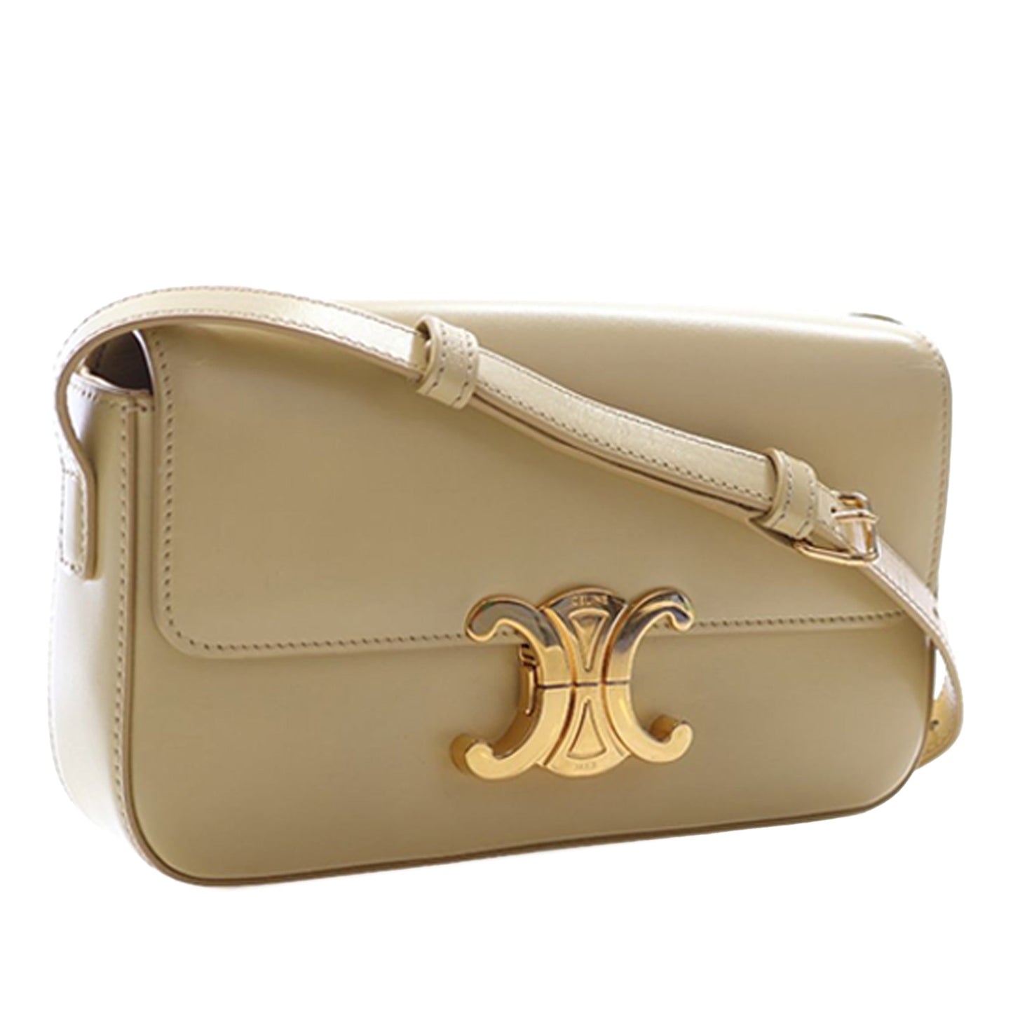 Celine Shiny Calfskin Triomphe Claude Shoulder Bag