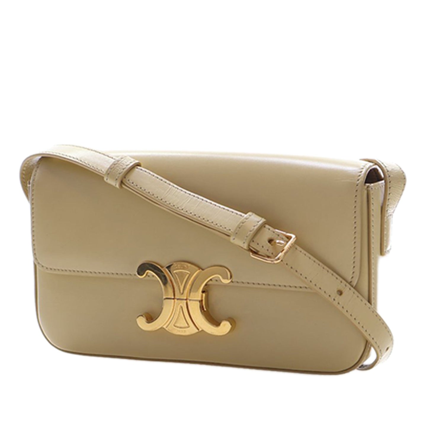 Celine Shiny Calfskin Triomphe Claude Shoulder Bag