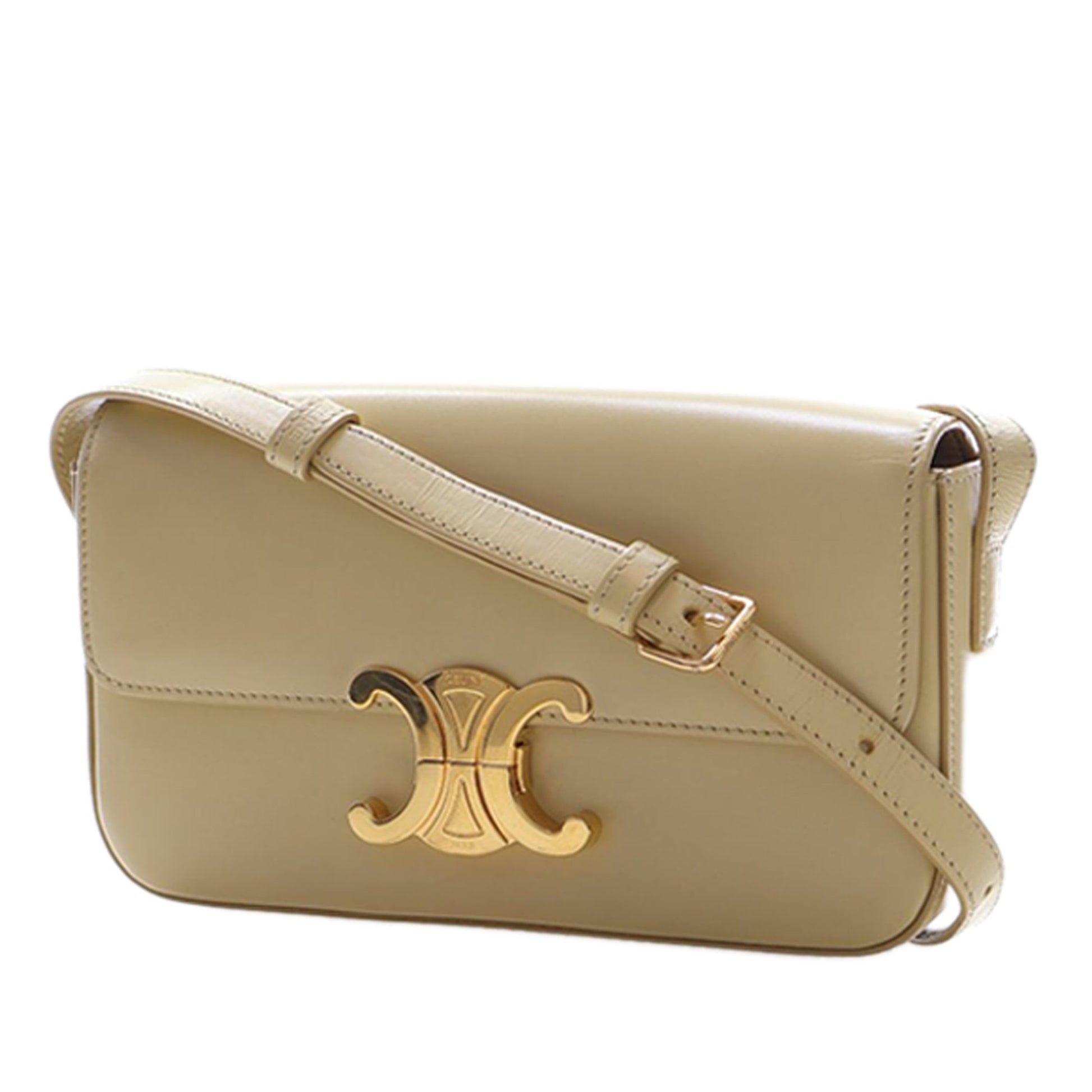 Celine Shiny Calfskin Triomphe Claude Shoulder Bag