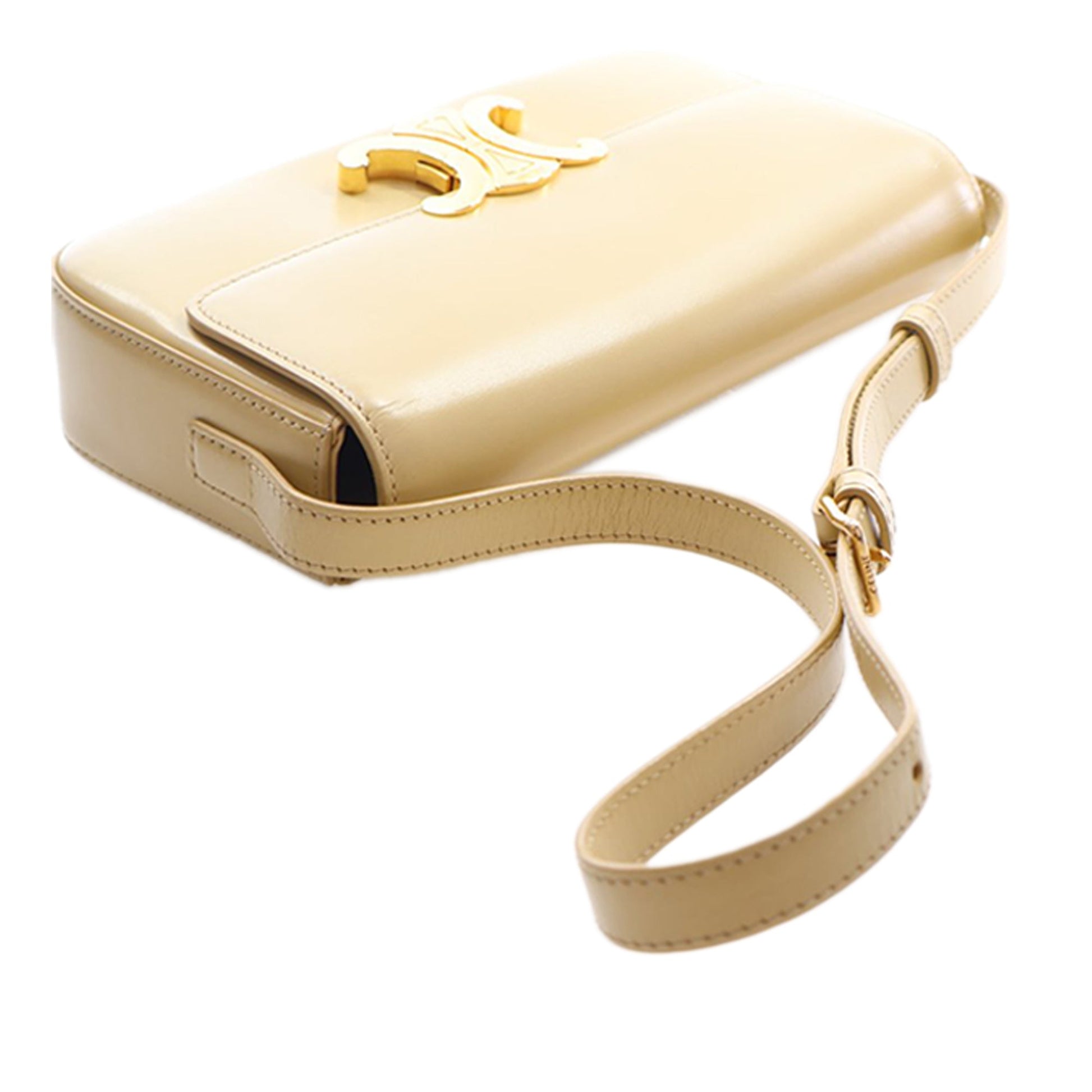 Celine Shiny Calfskin Triomphe Claude Shoulder Bag